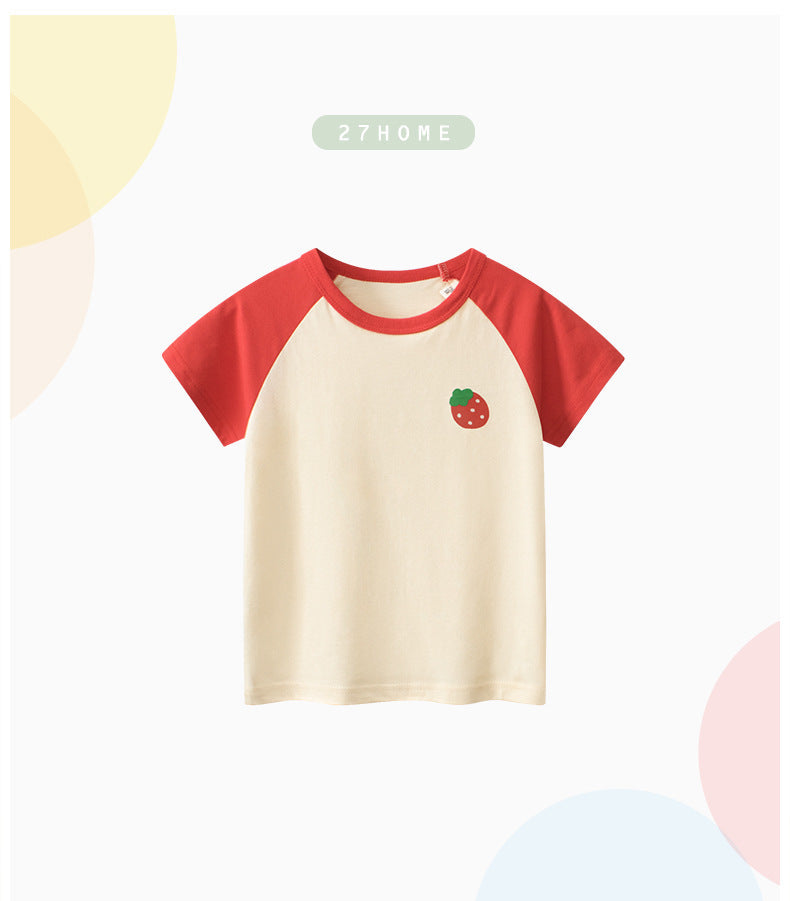 Western Style Cotton Baby Girl Round Neck T-Shirt - # GIAA21510008