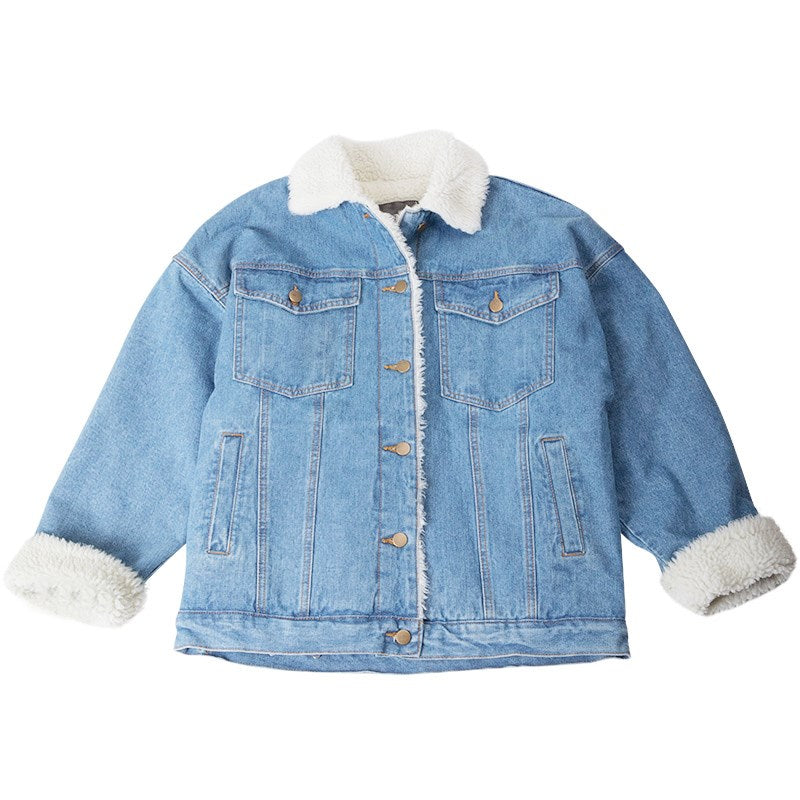 Women's Winter Denim Jacket with Fleece Lining - # GIAA23210004