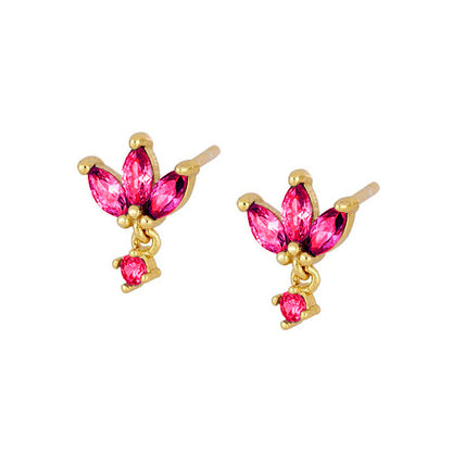 S925 Silver Needle Stud Earrings With Zircon Butterfly Design