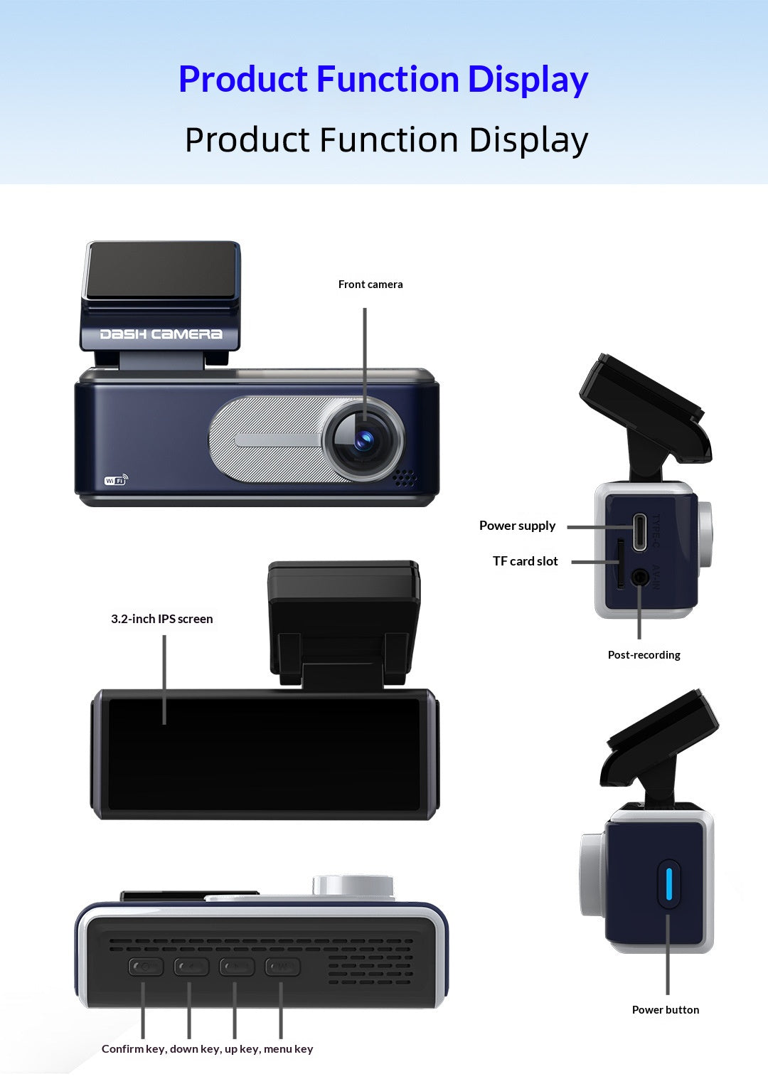 Dual-camera High-definition 4K Car Dashcam With Recording Function