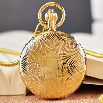 Dual-display Folding Cover Sun-moon-star Automatic Mechanical Pocket Watch