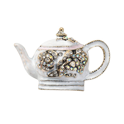 Fashionable Court-style Diamond-encrusted Kettle Brooch