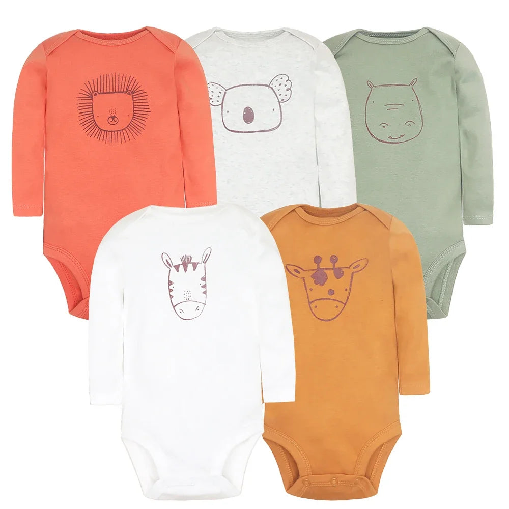 2026 New Baby Bodysuit 5PCS/Lot infantil Jumpsuit Boy Girls Clothes Long Sleeve 100% Newborn Body Bebe Clothing kids Costume