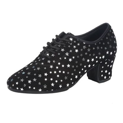 Outdoor Latin Dance Shoes With A Fabric Upper Star Design And Rubber Sole