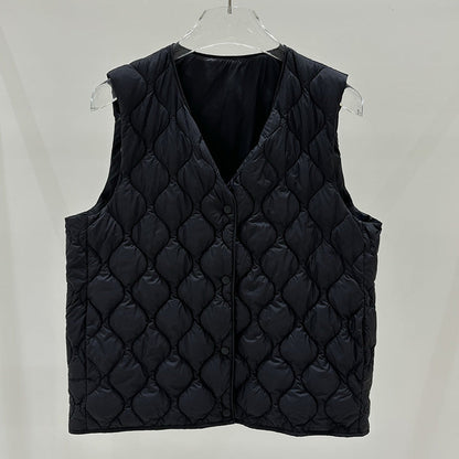 Layered Inner Wear, Short Round-neck Lightweight Down Vest Jacket