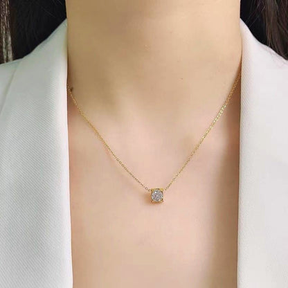 Simple Four-claw Single Diamond Pendant Female Temperament Titanium Steel Necklace