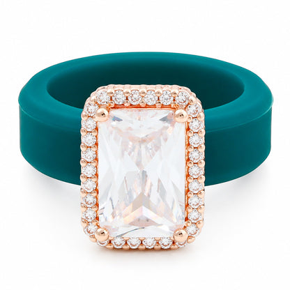 Silicone Inlaid Square Zircon Ring