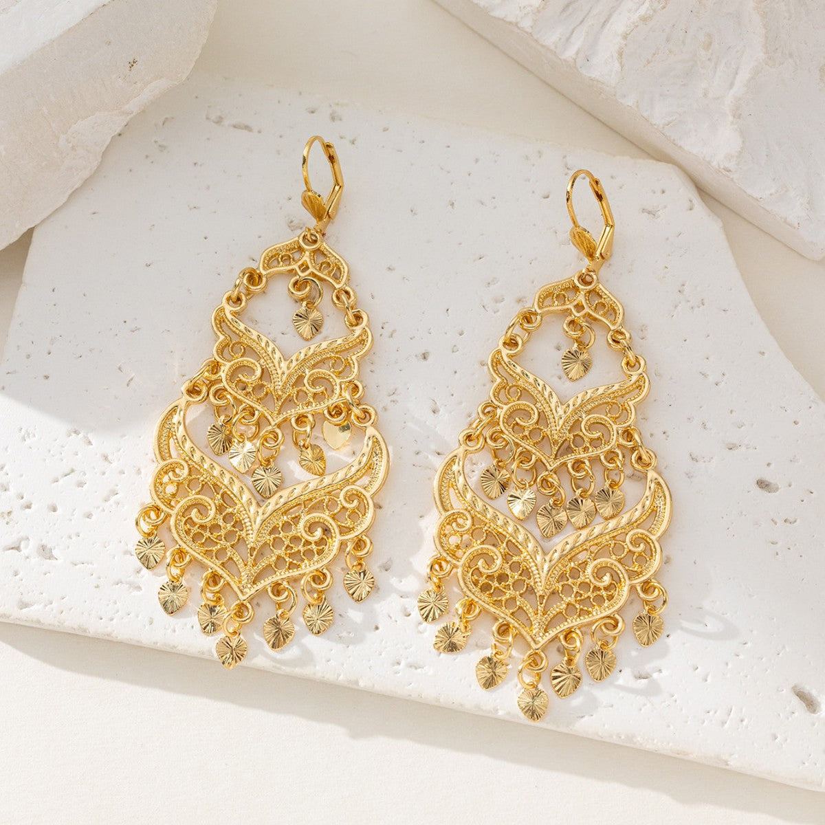 New Middle Eastern Gold-plated Heart-shaped Earrings
