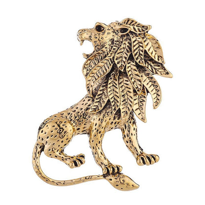 Fierce Lion Head And Tiger Personalized Vintage Brooch