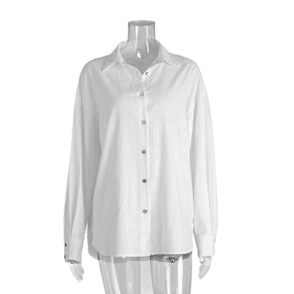 Casual Solid-color Minimalist Loose-fit Shirt
