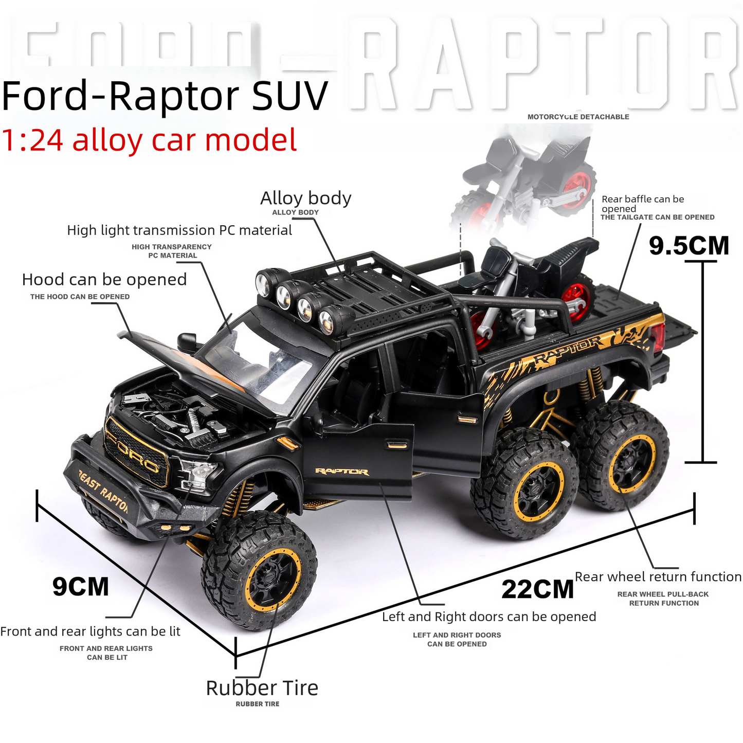 1:24 Raptor F150 Alloy Toy Car Model | Boxed | Ages 14+ - # BAGE81110039-TEENADLT