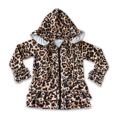 Girl Leopard Hoodie Cardigan