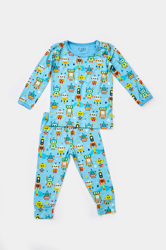 Long Sleeve Pajama Set - Robots
