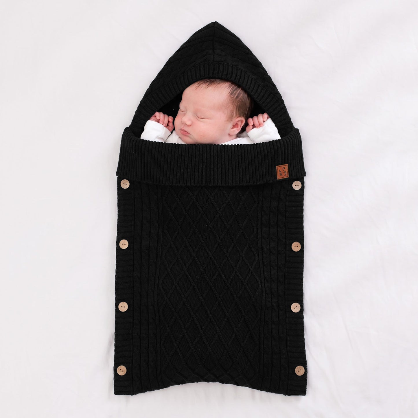 Cable Knit Baby Sleep Sack in Black