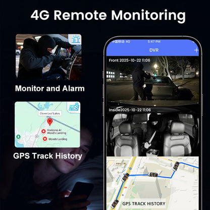 Real-time Monitoring Dual-radar 4G Dual-camera Dash Cam