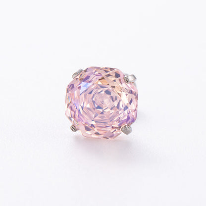 High-end, Brilliantly Reflective Octagonal Millennium Rose-cut Cubic Zirconia Stud Earrings