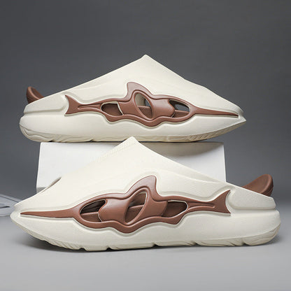 Sports-style Non-slip Deodorizing Thick-soled Shark Slippers For Home Use