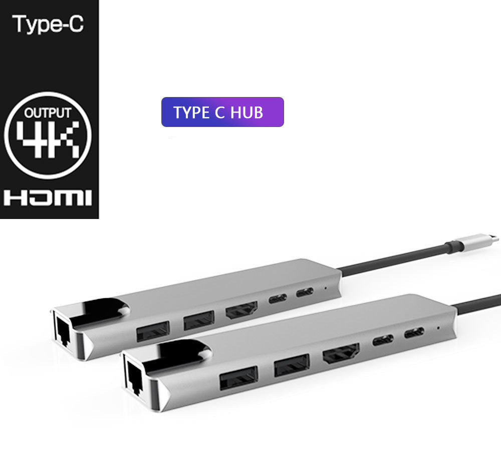 Type C To HDMI USB3.0 PD 6 In 1 HUB Hub Rj45 Network Card Adapter