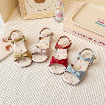 Summer New Korean-style Girls Princess Shoes With A Bow And A Strap Across The Foot