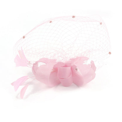 Bride Veil Hair Bow Top Hat Headdress Flower Cover Face Mesh Head