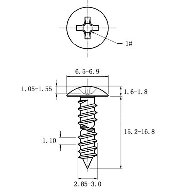 Stainless Steel Cross Big Head Self-tapping Screw Mushroom-shaped Haircut Round Head