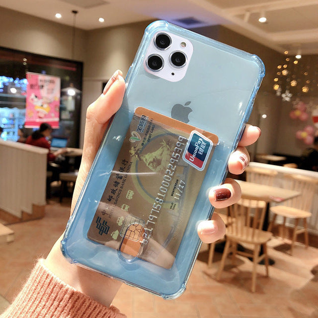 Compatible with Apple , Transparent card holder phone case