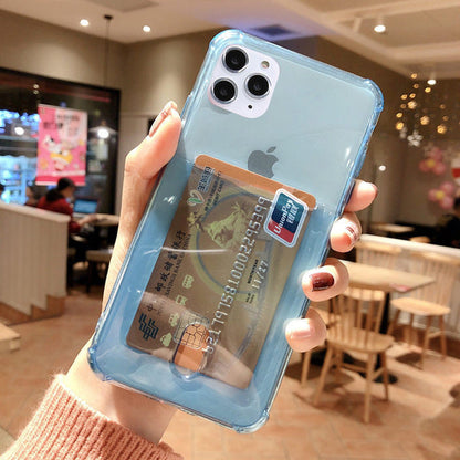 Compatible with Apple , Transparent card holder phone case
