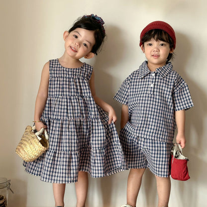 Kids' Shirt And Shorts Set Girls' Dress Sibling Matching Outfits