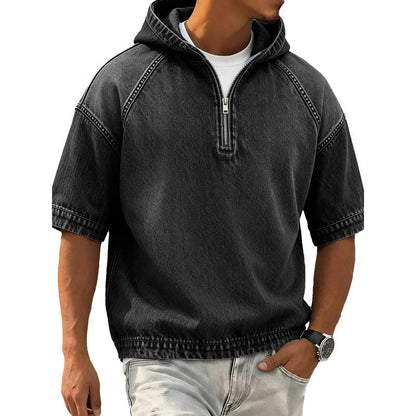 Sports Hoodie With A Half-zip And Hood