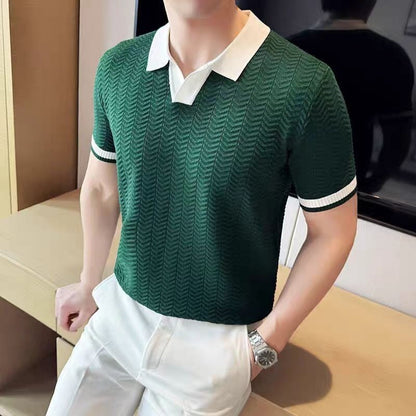 Summer Lightweight Ice Silk Knitted Short Sleeve Top