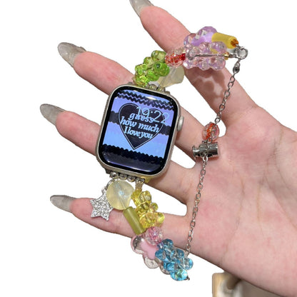 Colorful Gummy Bear Beaded Watch Band Compatible With IWatch Series  Soft Silicone Strap