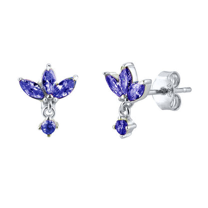S925 Silver Needle Stud Earrings With Zircon Butterfly Design