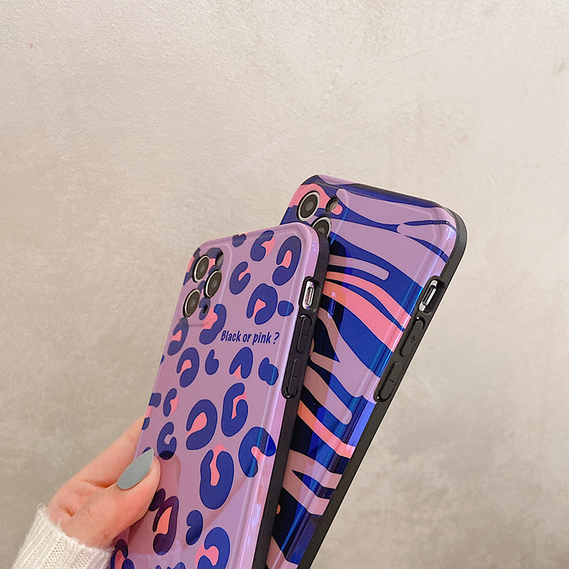 Compatible with Apple , Blue Edge Leopard Print Zebra Print Phone Case
