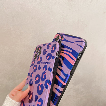 Compatible with Apple , Blue Edge Leopard Print Zebra Print Phone Case