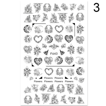Summer Flowers and Love Adhesive Stickers Nail Art Stickers Foreign Trade Nail Stickers Nail Art Decals