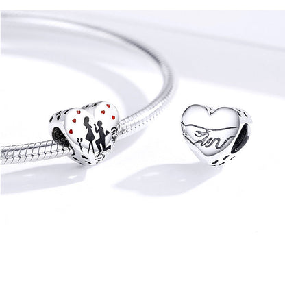 Sterling Silver S925 Creative Romantic Couple Silver Pendant