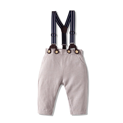 Long-Sleeve Khaki Gentleman Suit for Boys