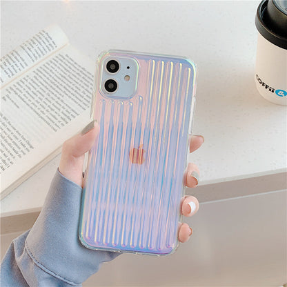 Laser Gradient Colorful Phone Case For  11 12 11 Pro Max XR XS Max X 7 8 Plus 12 Pro SE 2 Hard PC Transparent Stripe Cover
