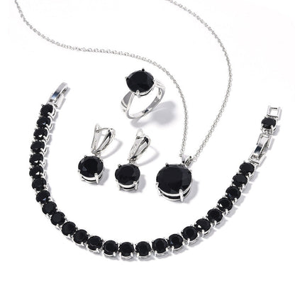 Geometric Round Earrings Ring Bracelet Necklace Ornament Suit
