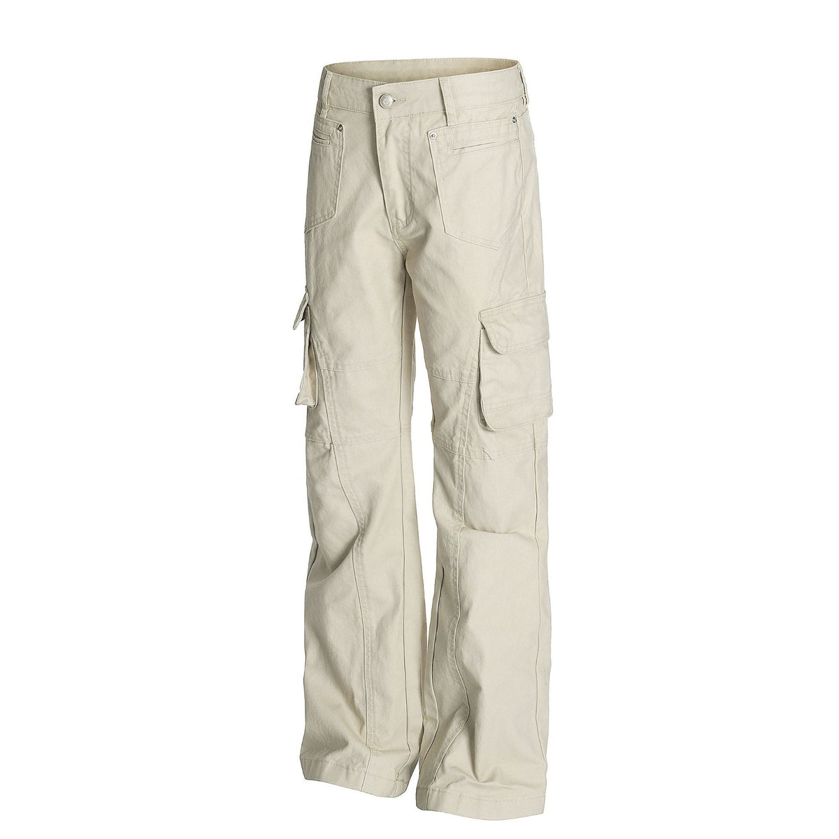 Retro Unisex Solid-Color Multi-Pocket Loose Flare-Bootcut Workwear Casual Pants