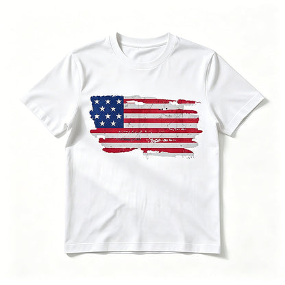 Flag-print Crew-neck Short-sleeve T-shirt
