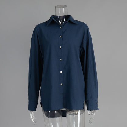 Casual Solid-color Minimalist Loose-fit Shirt