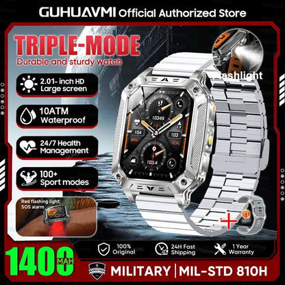 New Military 1400mAh Battery Smart Watch With LED Flashlight