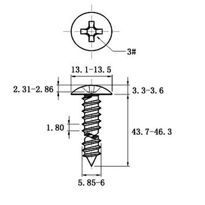 Stainless Steel Cross Big Head Self-tapping Screw Mushroom-shaped Haircut Round Head