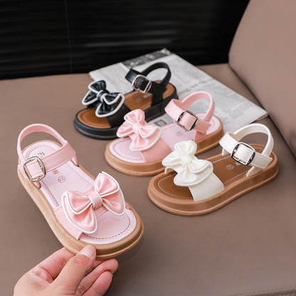 Girls Bow-Knot Non-Slip Velcro Sandals