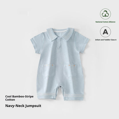 Newborn Short-sleeve Romper Lightweight Crawling Outfit For Infants And Toddlers