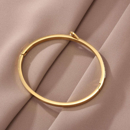 Stainless Steel Inlaid Rhinestone Buckle Bracelet