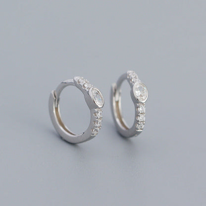 925 Sterling Silver Instagram-style High-end Diamond-studded Hoop Earrings