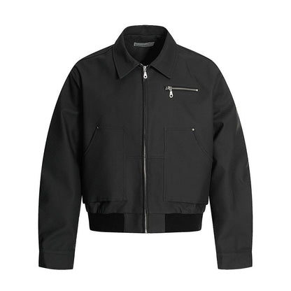 Retro Washed Distressed Leather Loose-Fit Casual All-Match Lapel Jacket Top