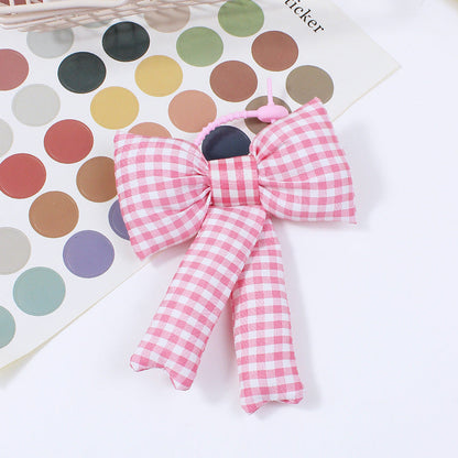 Fabric Plaid Bowknot Bag Pendant Accessory